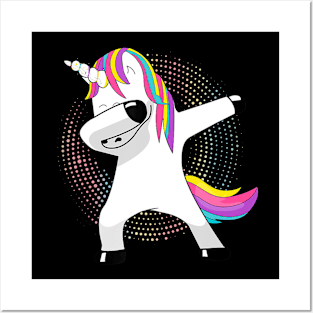 Dabbing cute and funny Unicorn - birthday gift Posters and Art